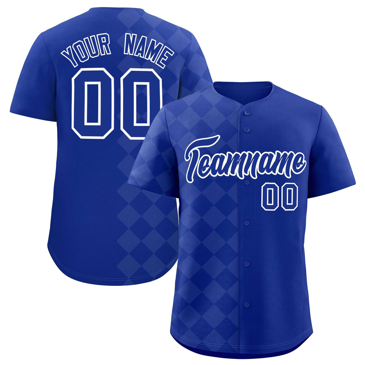 Custom Royal Rhombus Design Authentic Baseball Jersey| KXKSHOP
