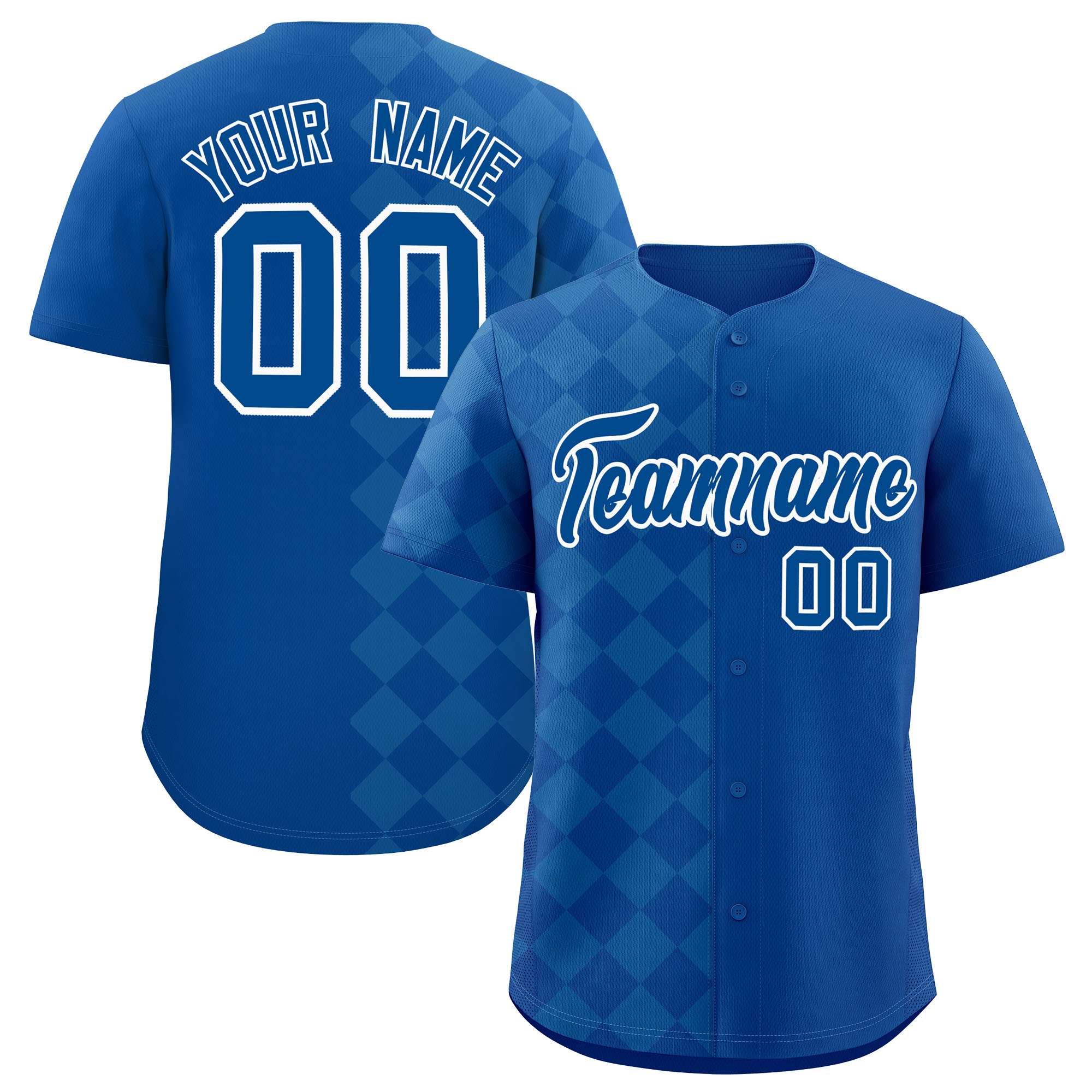 Custom Royal Rhombus Design Authentic Baseball Jersey| KXKSHOP