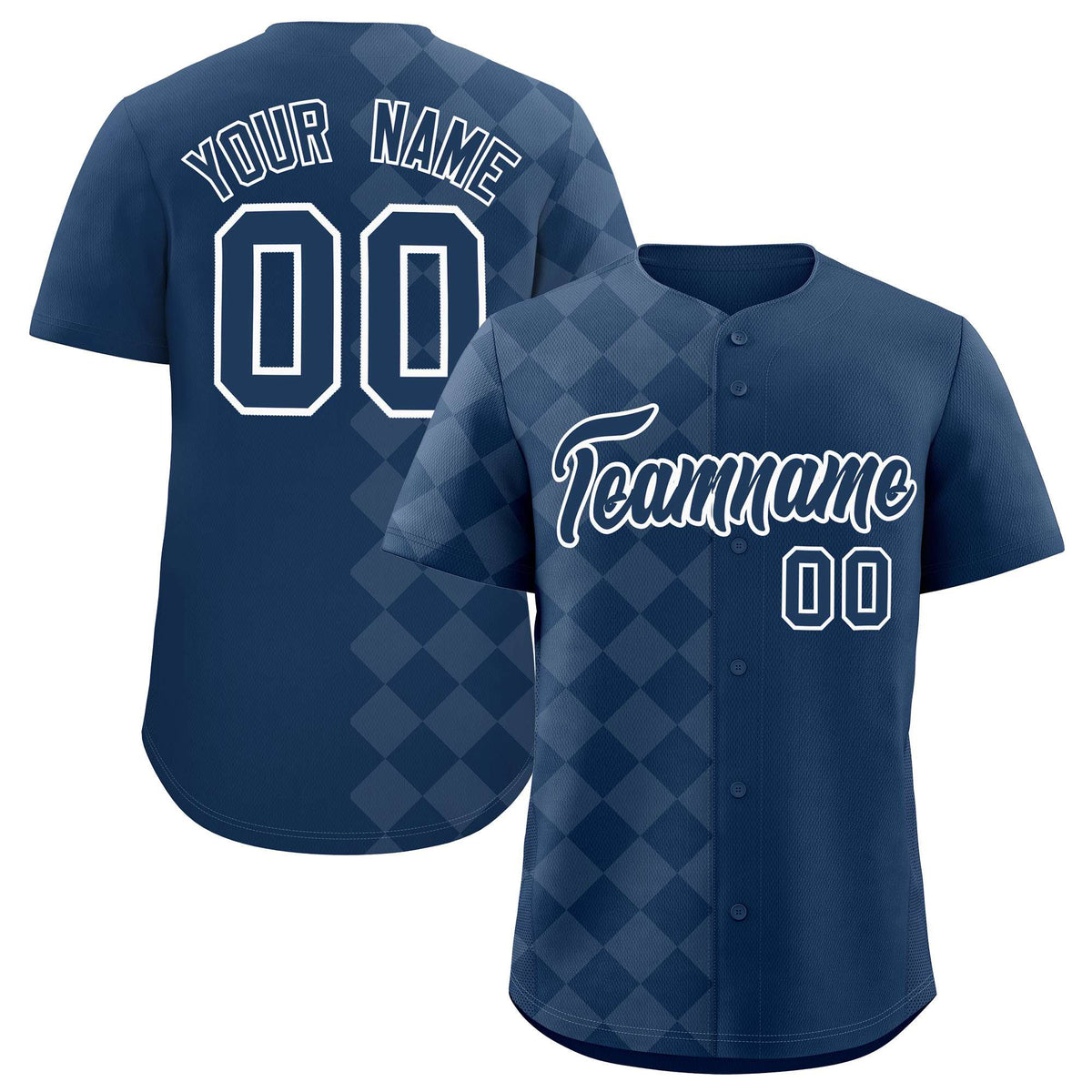 Custom Midnight Blue Rhombus Design Authentic Baseball Jersey| KXKSHOP