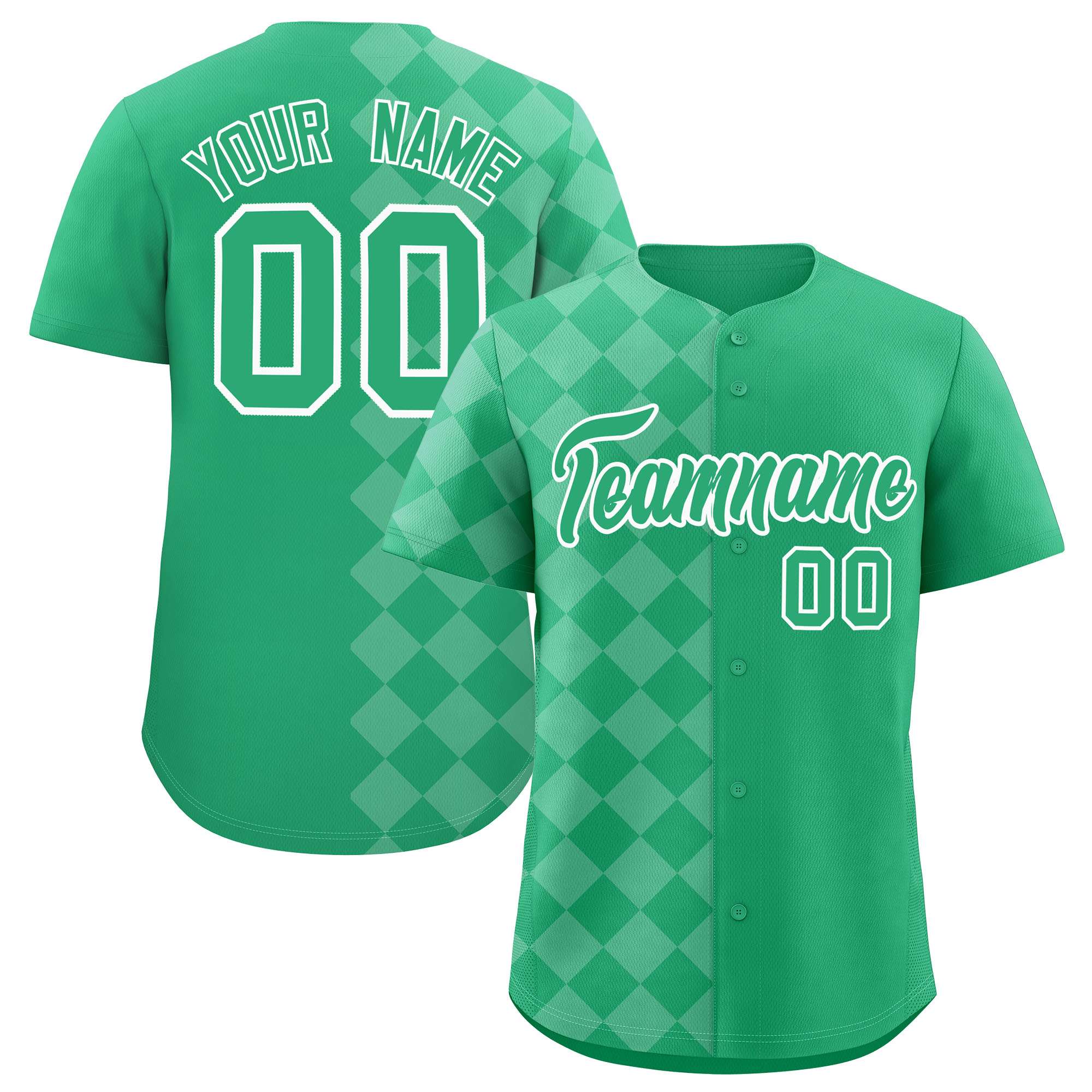 Custom Green Rhombus Design Authentic Baseball Jersey| KXKSHOP