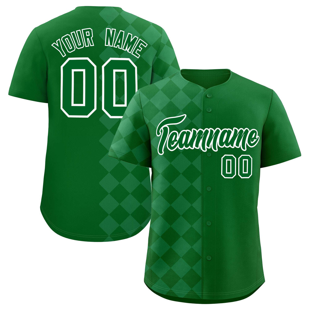 Custom Green Rhombus Design Authentic Baseball Jersey| KXKSHOP