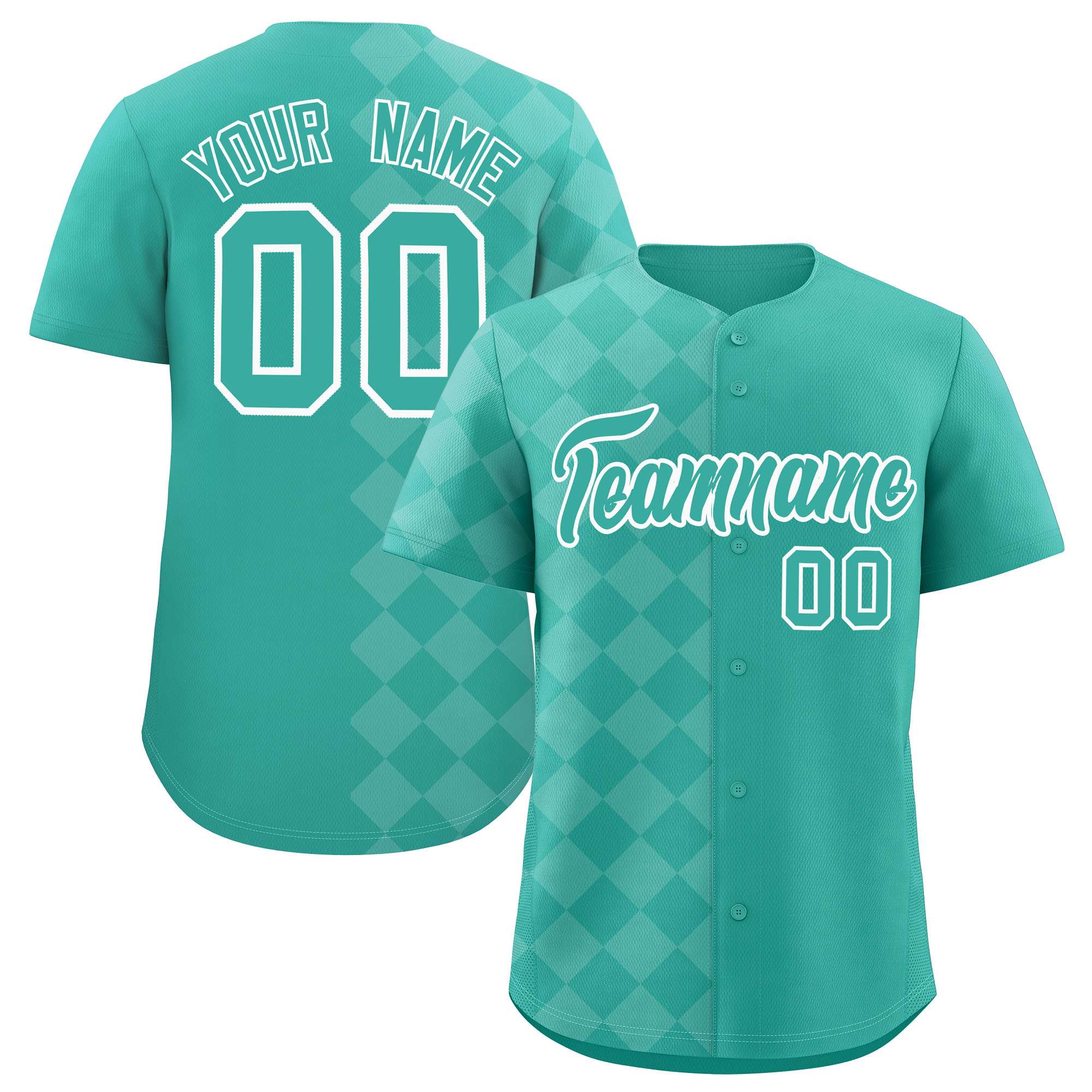 Custom Bright Green Rhombus Design Authentic Baseball Jersey| KXKSHOP
