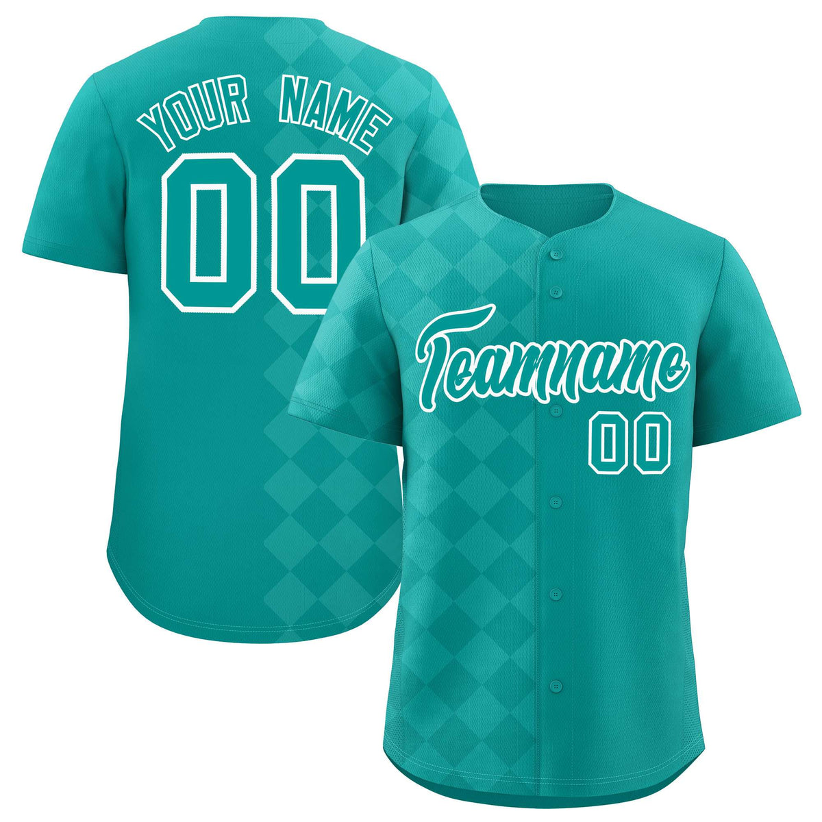Custom Aqua Rhombus Design Authentic Baseball Jersey| KXKSHOP