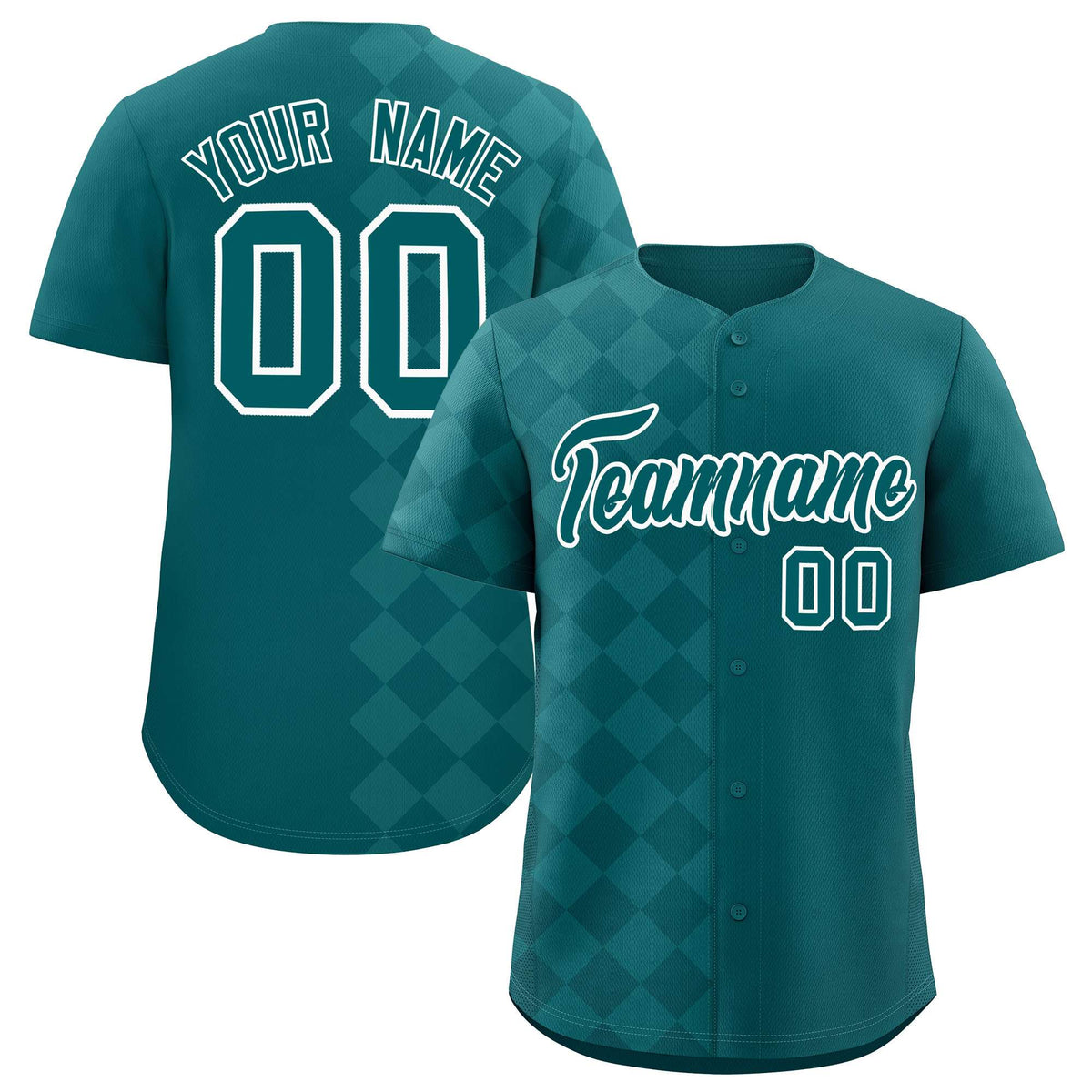Custom Aqua Rhombus Design Authentic Baseball Jersey| KXKSHOP