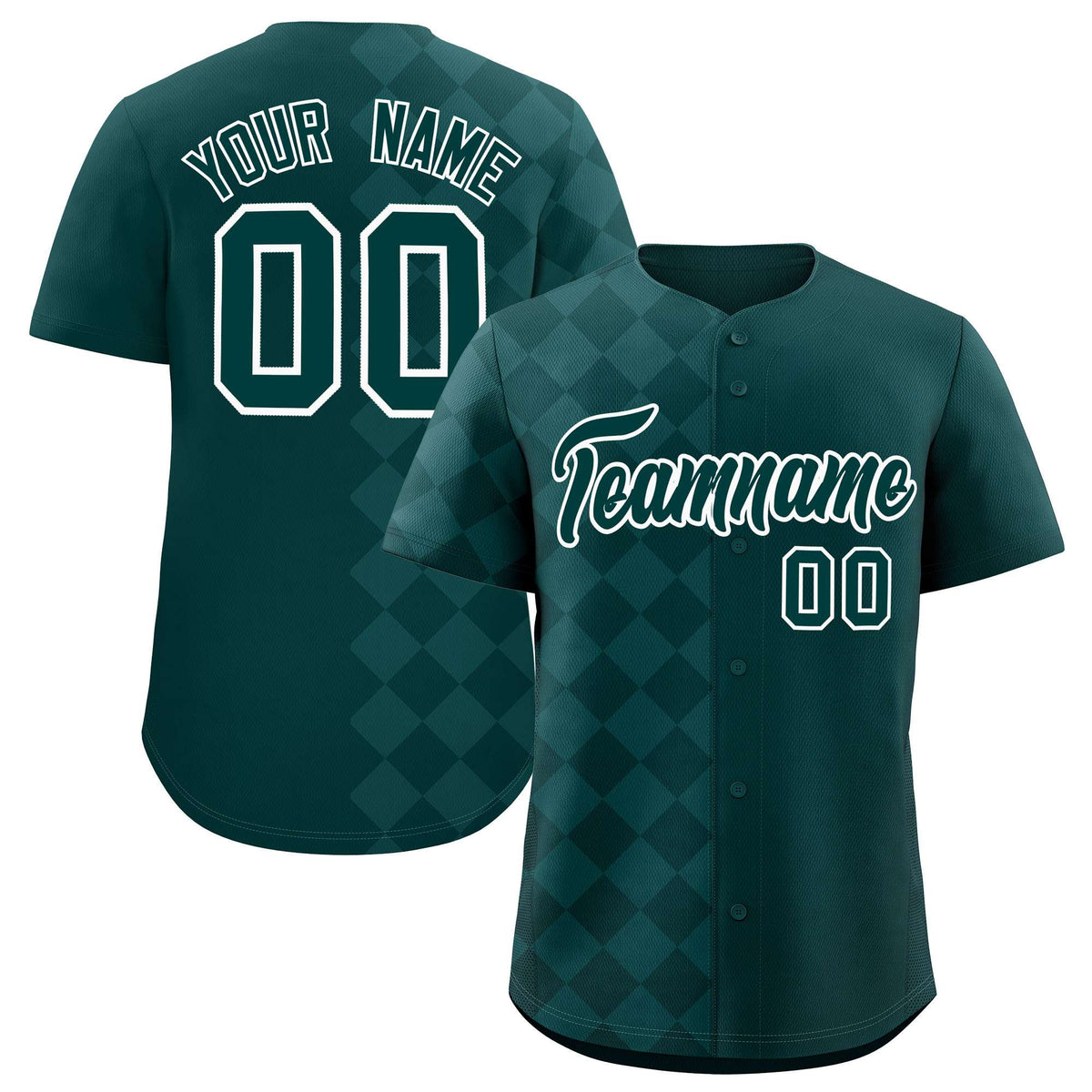 Custom Midnight Green Rhombus Design Authentic Baseball Jersey| KXKSHOP