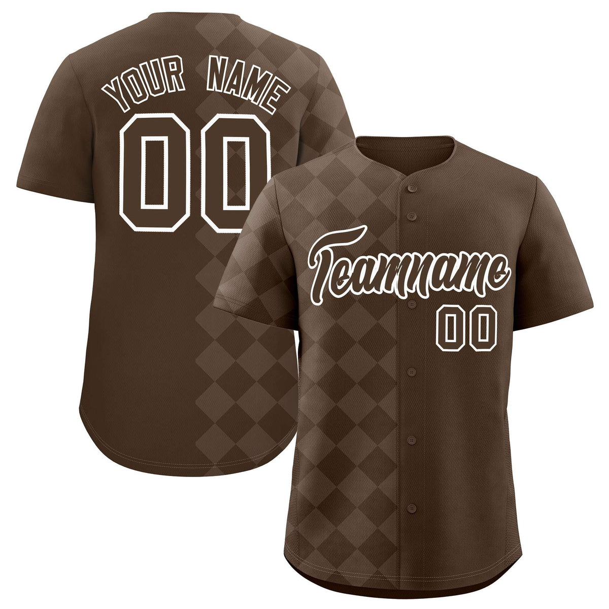 Custom Light Brown Rhombus Design Authentic Baseball Jersey| KXKSHOP