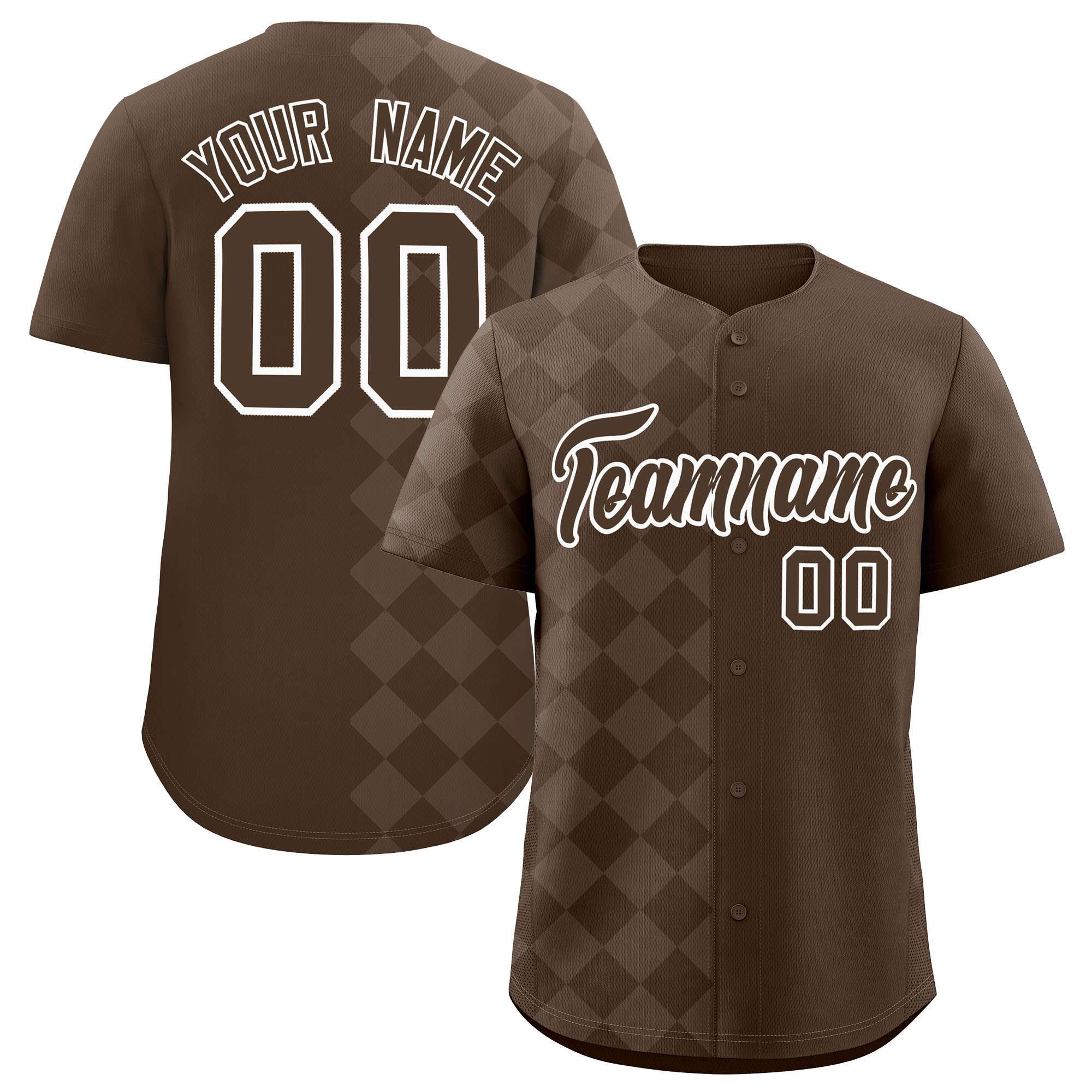 Custom Light Brown Rhombus Design Authentic Baseball Jersey| KXKSHOP