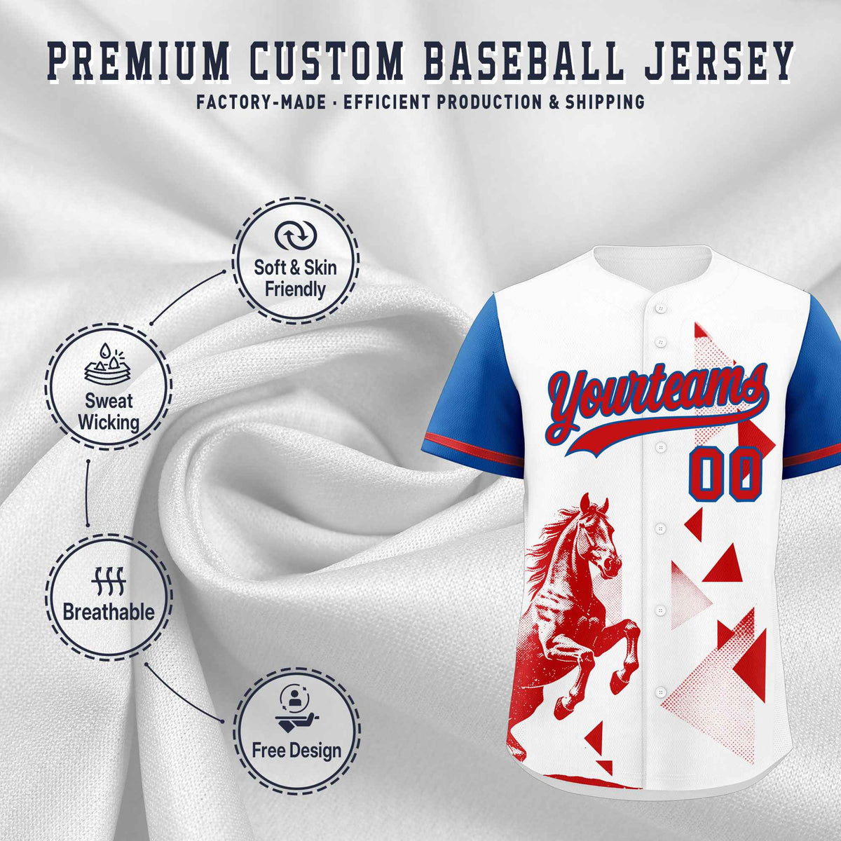 Custom Royal White Raptor Series Raglan Sleeves Lightweight Baseball Jersey