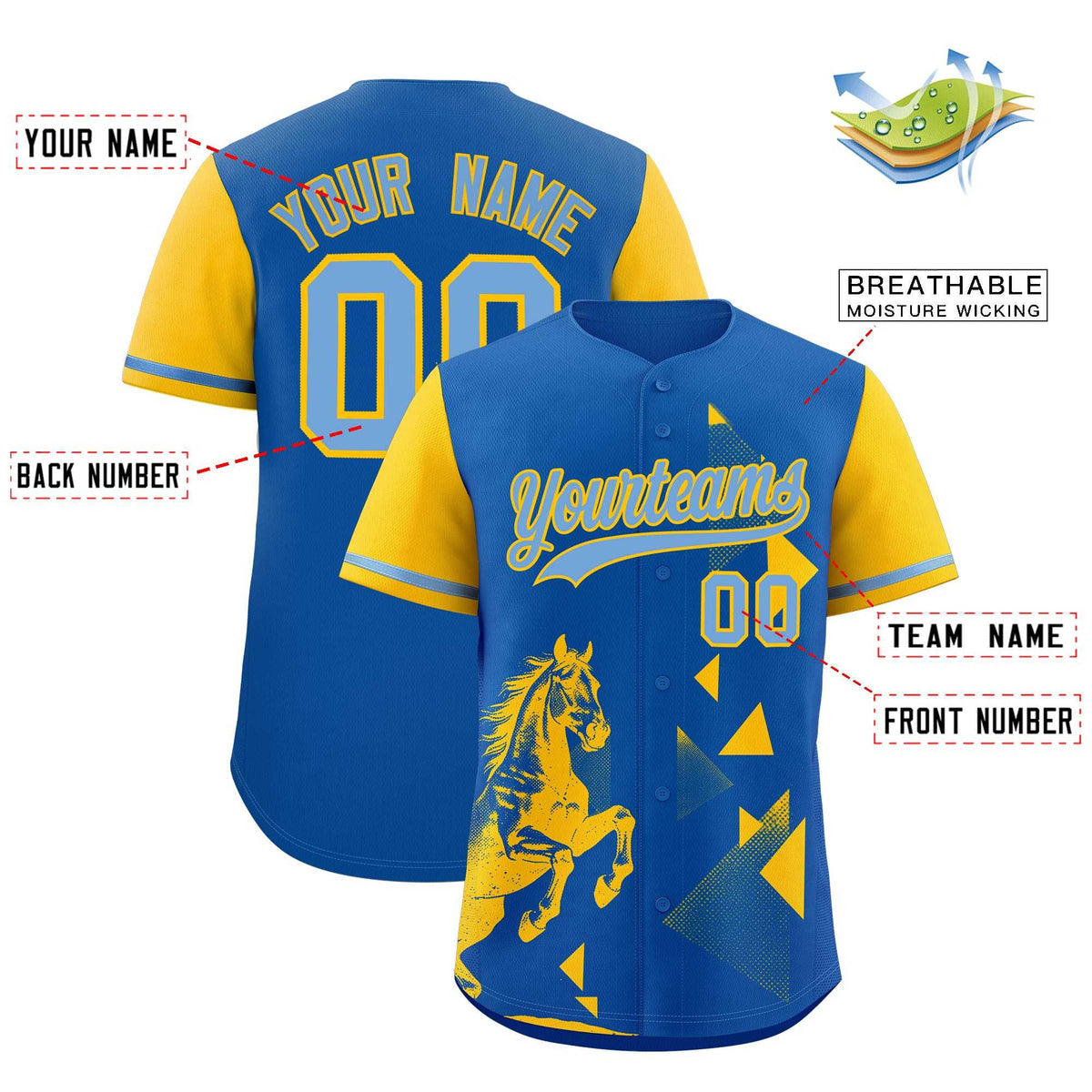 Custom Yellow Royal Raptor Series Raglan Sleeves Breathable Baseball Jersey