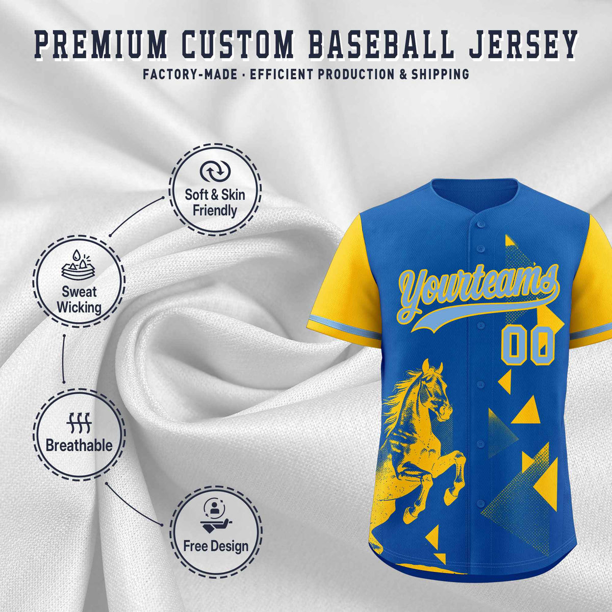 Custom Yellow Royal Raptor Series Raglan Sleeves Breathable Baseball Jersey