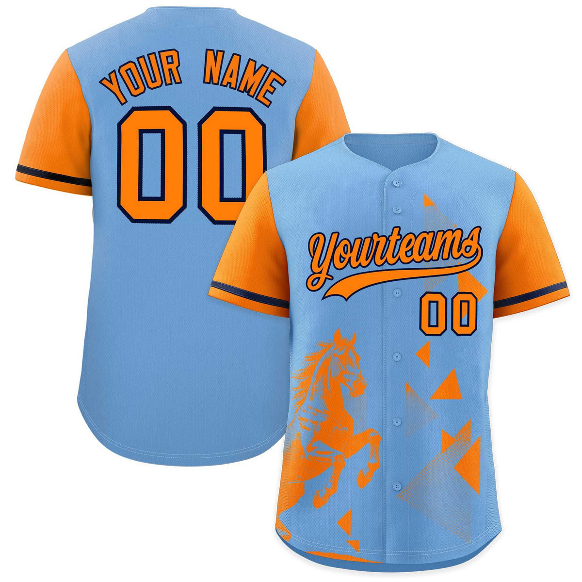 Custom Orange Powder Blue Raptor Series Raglan Sleeves Street Style Baseball Jersey