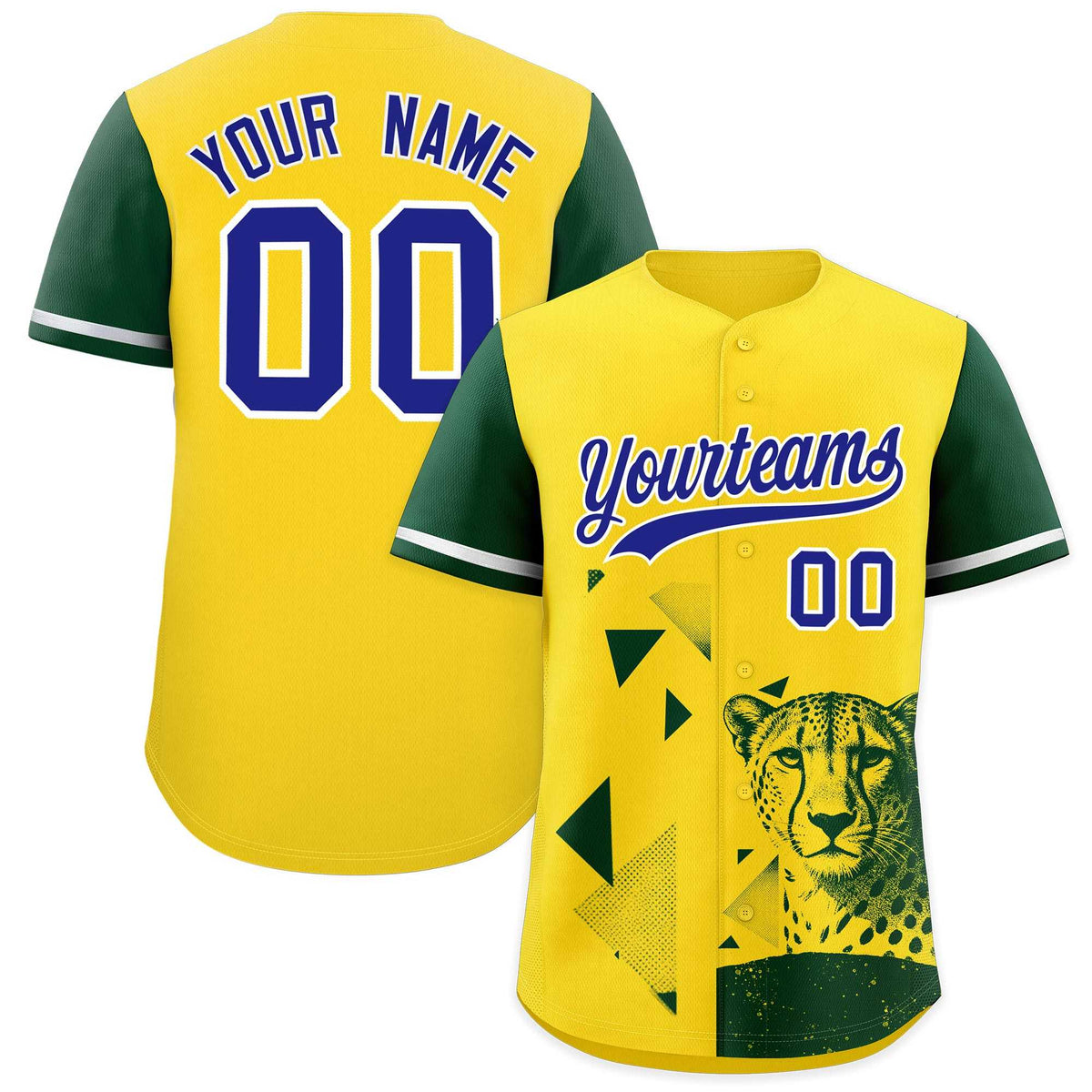 Custom Dark Green Yellow Raptor Series Raglan Sleeves Hip Hop Baseball Jersey