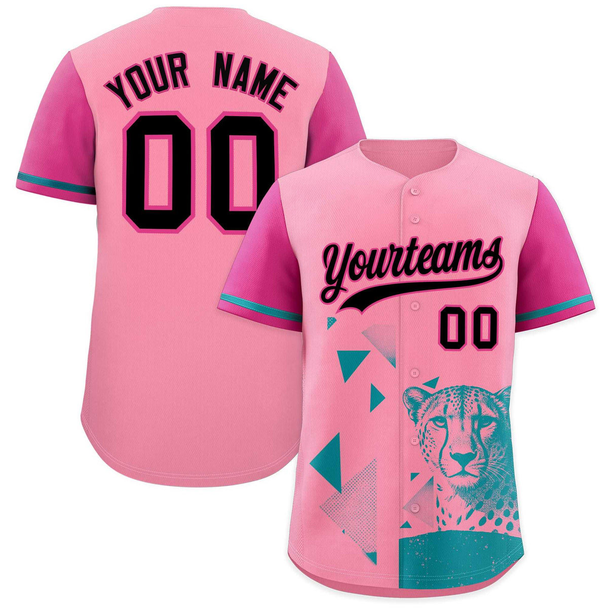 Custom Rose Red Light Pink Raptor Series Raglan Sleeves Breathable Baseball Jersey