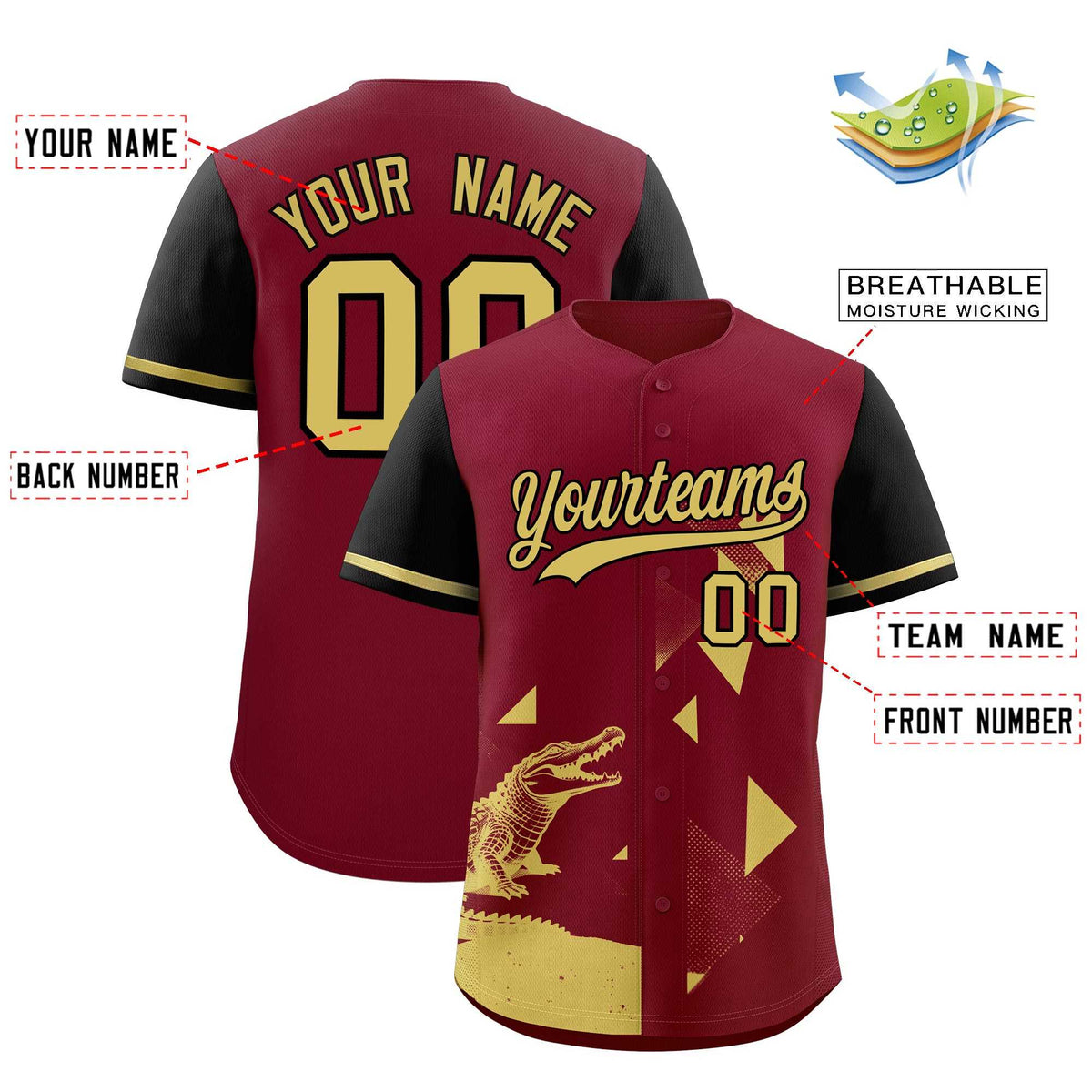 Custom Black Crimson Raptor Series Raglan Sleeves Street Style Baseball Jersey