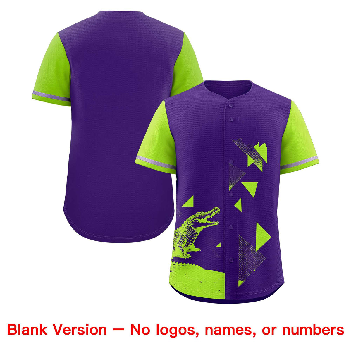 Custom Neon Green Purple Raptor Series Raglan Sleeves Hip Hop Baseball Jersey