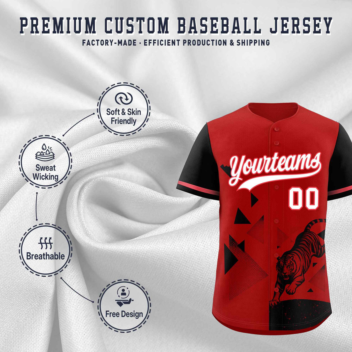 Custom Black Red Raptor Series Raglan Sleeves Lightweight Baseball Jersey