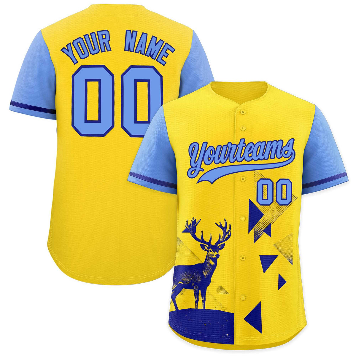 Custom Light Blue Gold Raptor Series Raglan Sleeves Lightweight Baseball Jersey