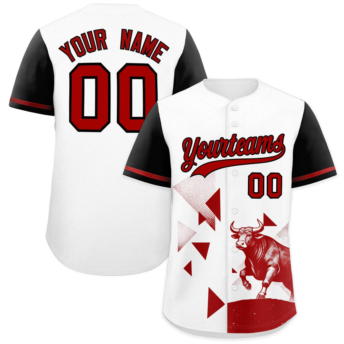 Custom Black White Raptor Series Raglan Sleeves Wrinkle-Resistant Baseball Jersey