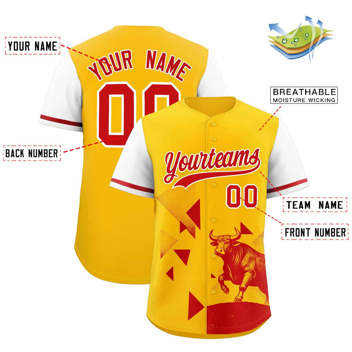 Custom White Yellow Raptor Series Raglan Sleeves Casual Sports Baseball Jersey