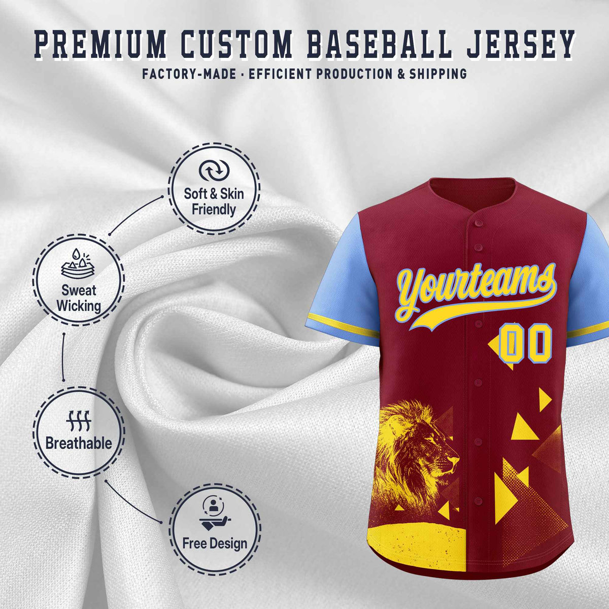 Custom Light Blue Crimson Raptor Series Raglan Sleeves Breathable Baseball Jersey