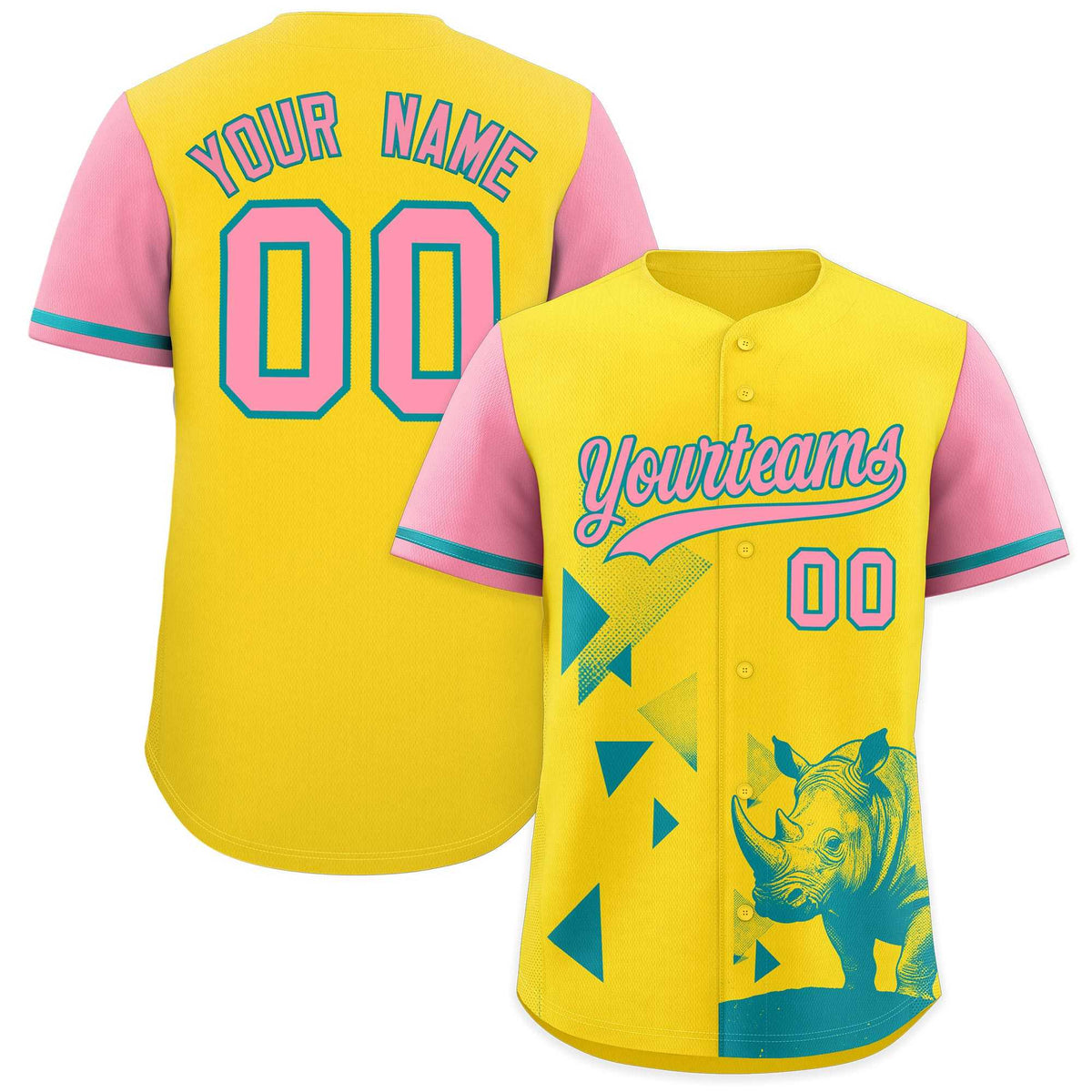 Custom Light Pink Yellow Raptor Series Raglan Sleeves Lightweight Baseball Jersey