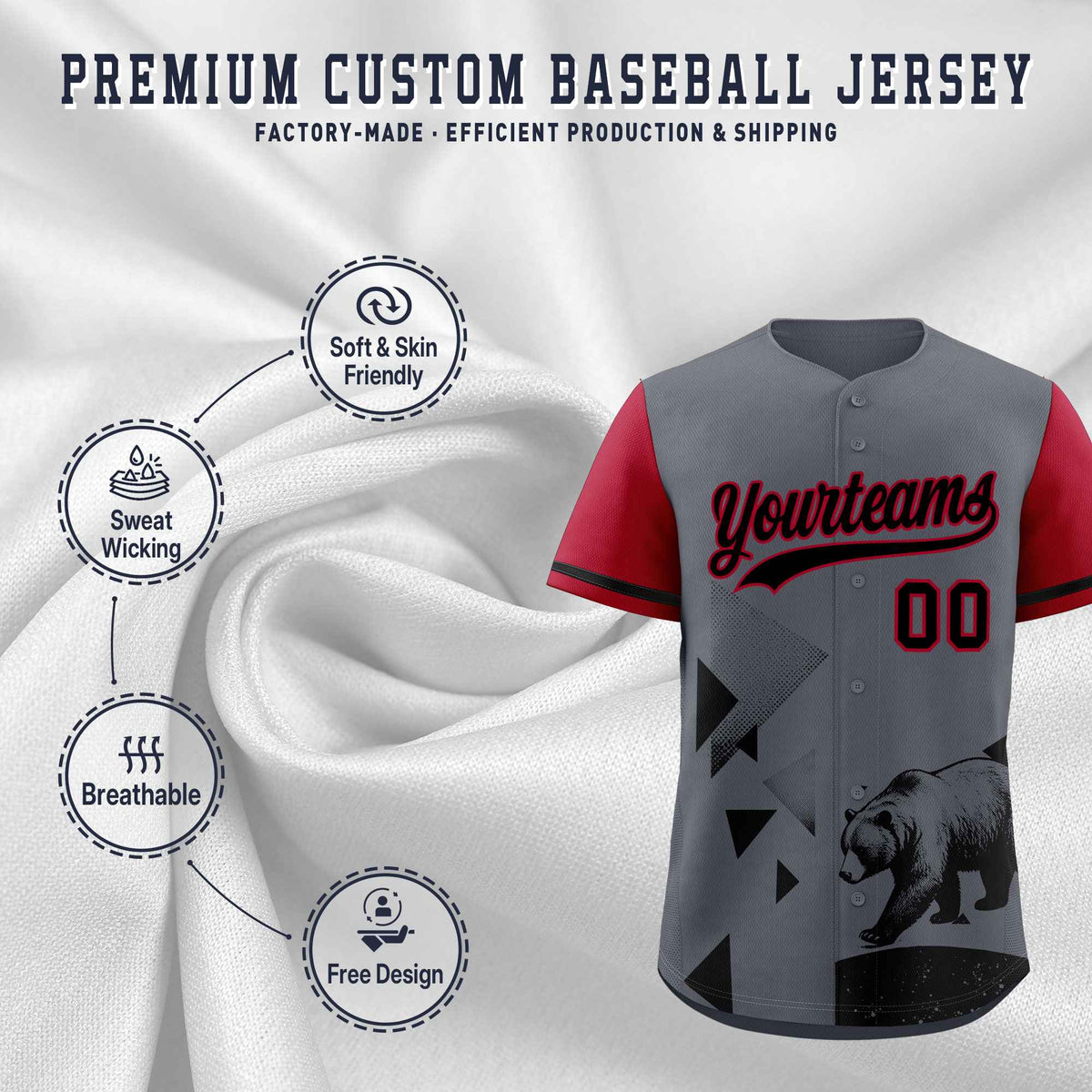 Custom Gray Scarlet Raptor Series Raglan Sleeves Urban Style Baseball Jersey