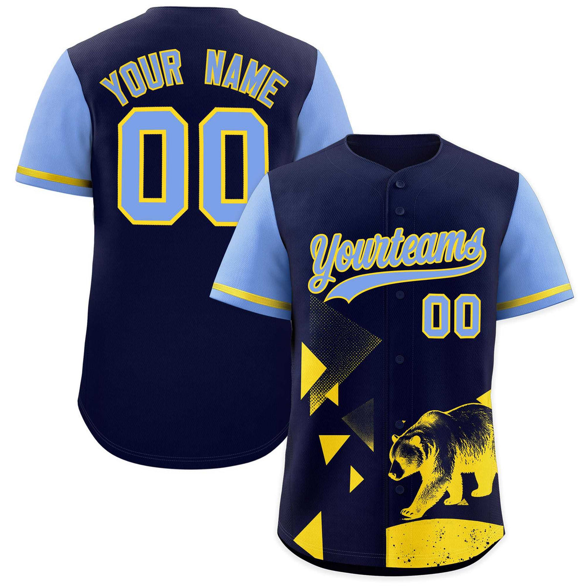 Custom Light Blue Midnight Blue Raptor Series Raglan Sleeves Lightweight Baseball Jersey