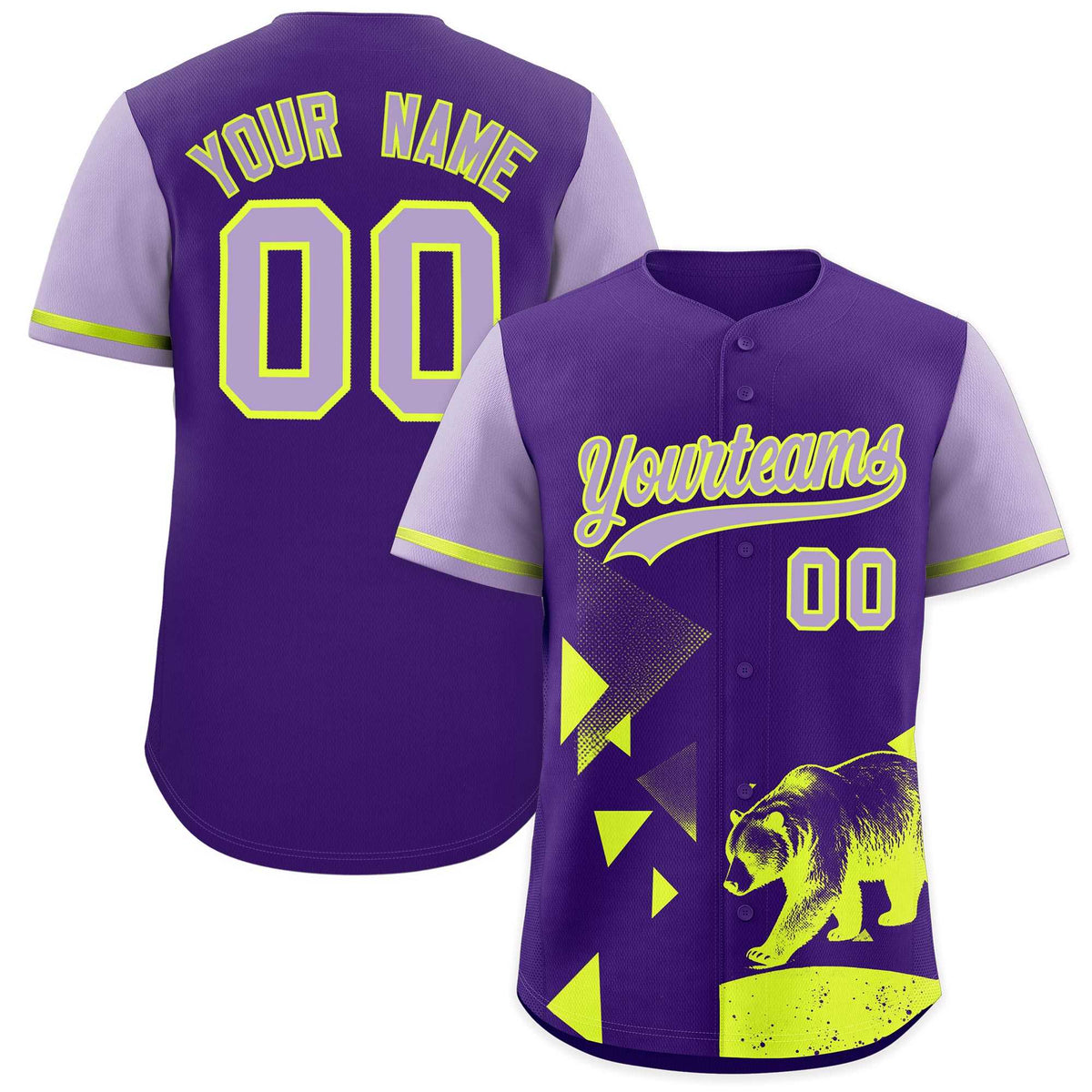 Custom Light Purple Purple Raptor Series Raglan Sleeves Wrinkle-Resistant Baseball Jersey