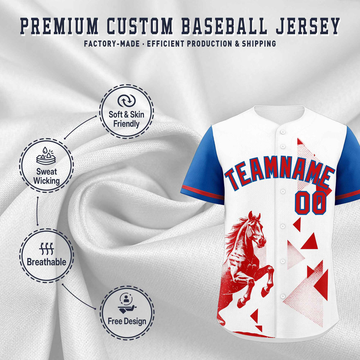 Custom Royal White Raptor Series Raglan Sleeves Lightweight Baseball Jersey
