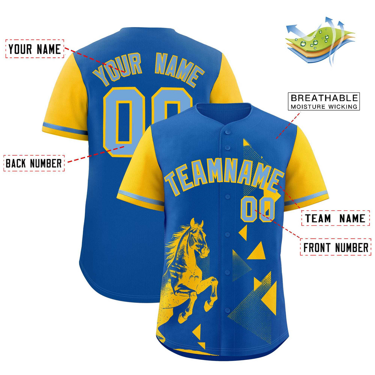 Custom Yellow Royal Raptor Series Raglan Sleeves Breathable Baseball Jersey