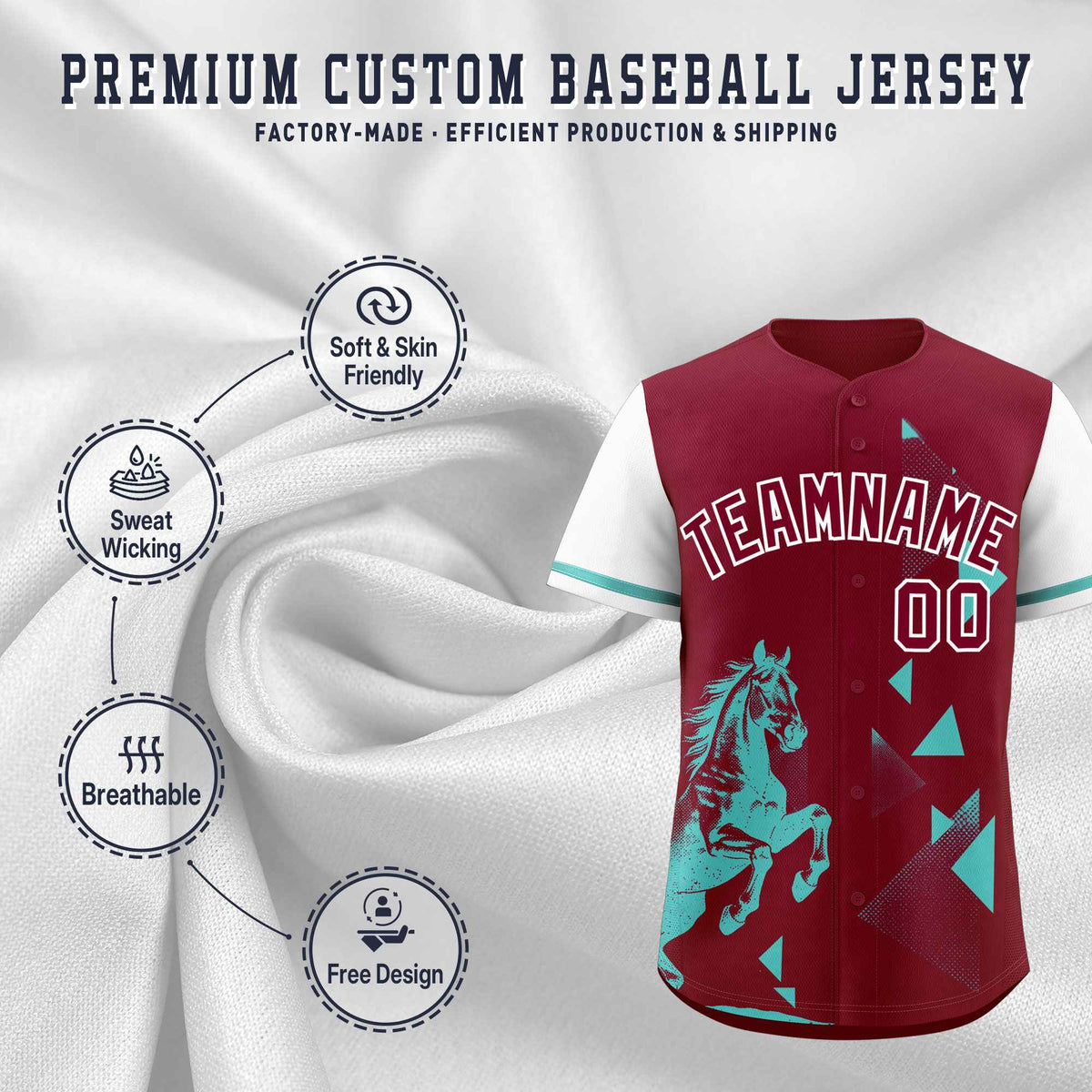 Custom White Crimson Raptor Series Raglan Sleeves Wrinkle-Resistant Baseball Jersey