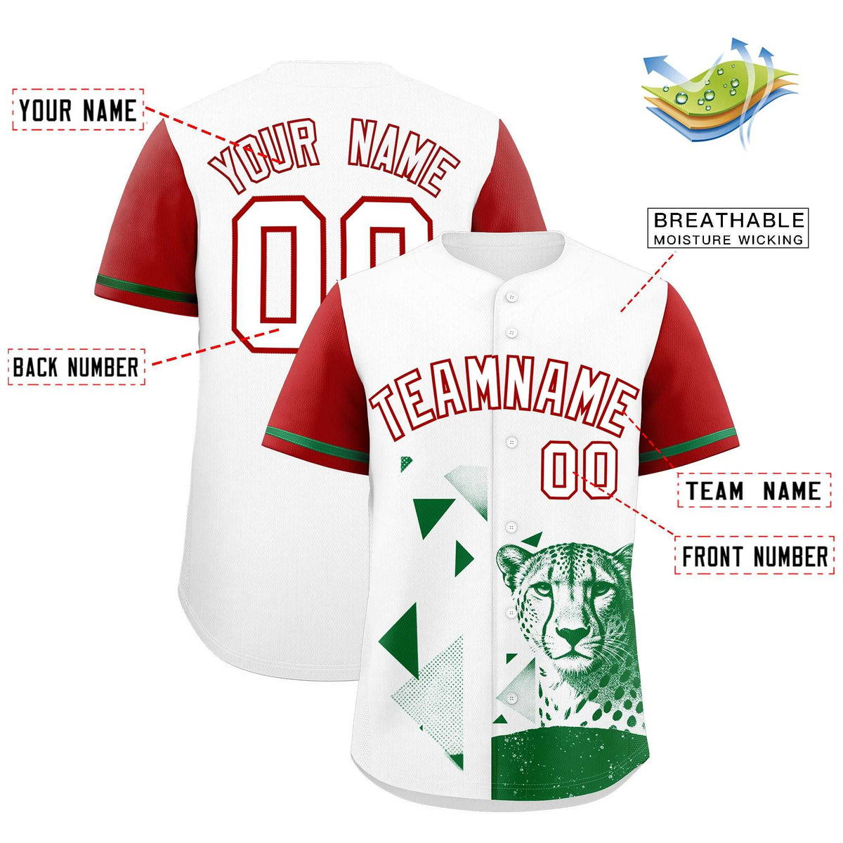 Custom Red White Raptor Series Raglan Sleeves Urban Style Baseball Jersey