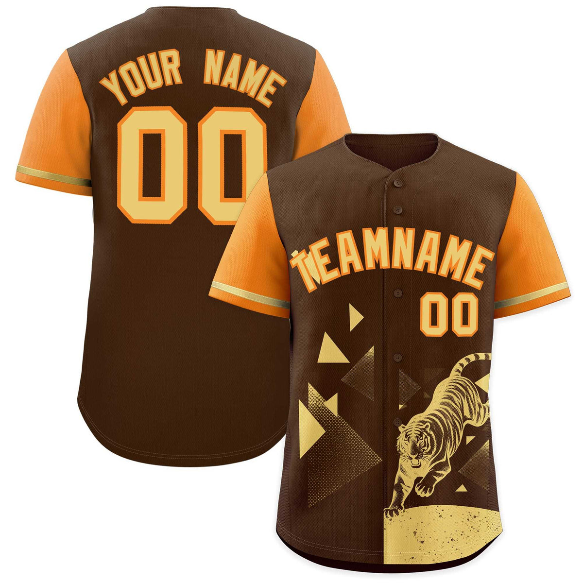 Custom Orange Brown Raptor Series Raglan Sleeves Urban Style Baseball Jersey