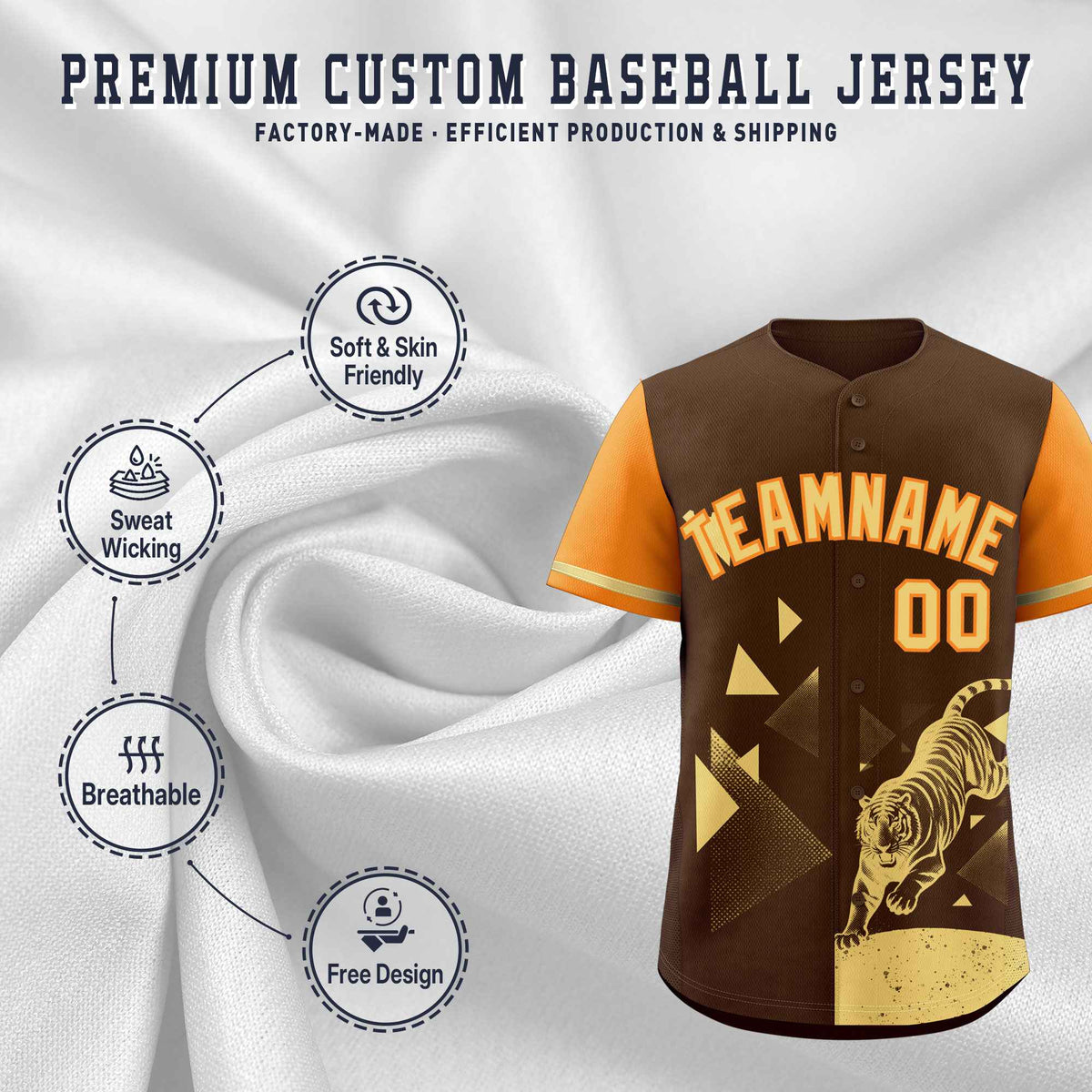 Custom Orange Brown Raptor Series Raglan Sleeves Urban Style Baseball Jersey