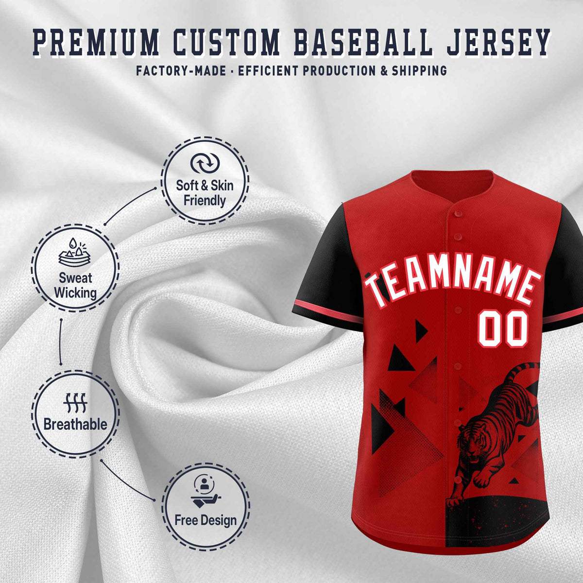 Custom Black Red Raptor Series Raglan Sleeves Lightweight Baseball Jersey