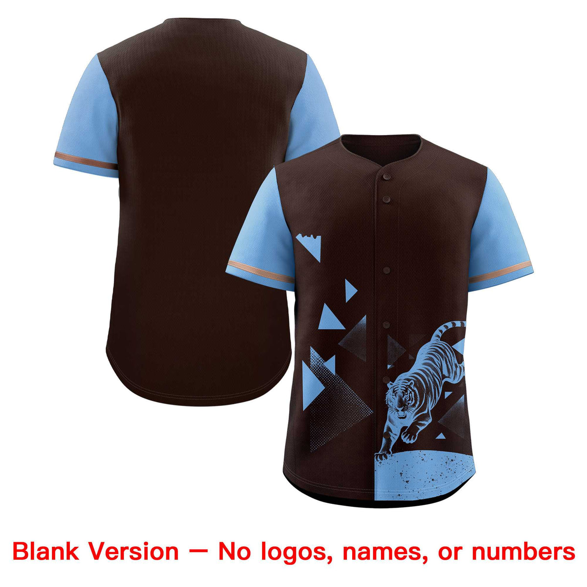 Custom Powder Blue Brown Raptor Series Raglan Sleeves Drapable Baseball Jersey