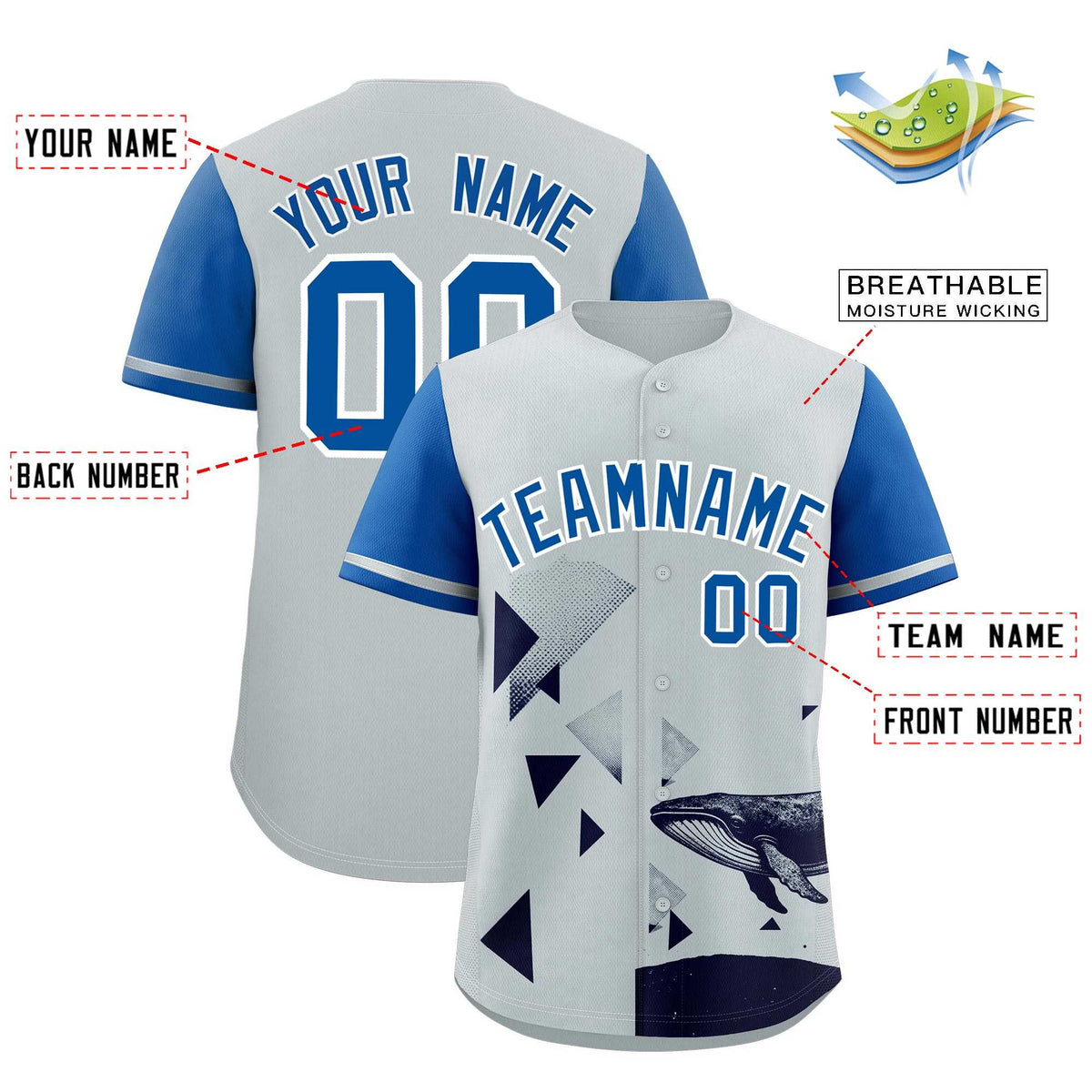 Custom Royal Silver Raptor Series Raglan Sleeves Street Style Baseball Jersey
