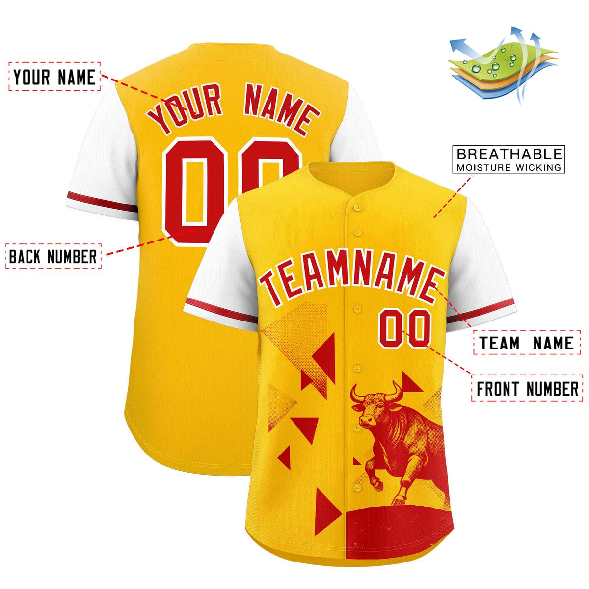 Custom White Yellow Raptor Series Raglan Sleeves Casual Sports Baseball Jersey
