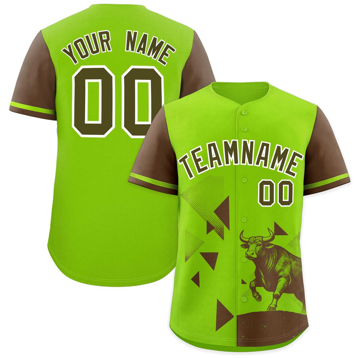 Custom Light Brown Neon Green Raptor Series Raglan Sleeves Hip Hop Baseball Jersey