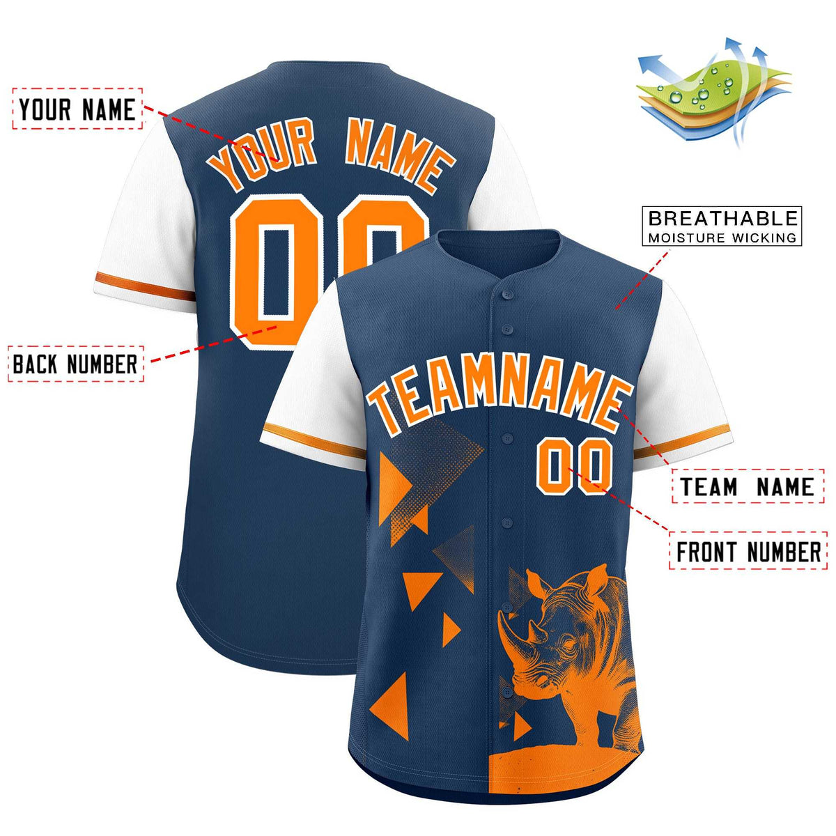 Custom White Midnight Blue Raptor Series Raglan Sleeves Casual Sports Baseball Jersey