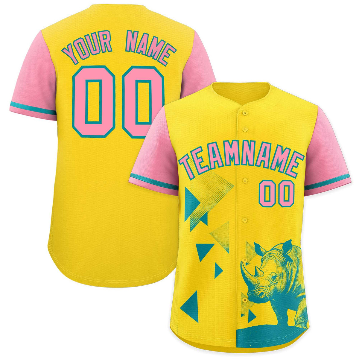 Custom Light Pink Yellow Raptor Series Raglan Sleeves Lightweight Baseball Jersey