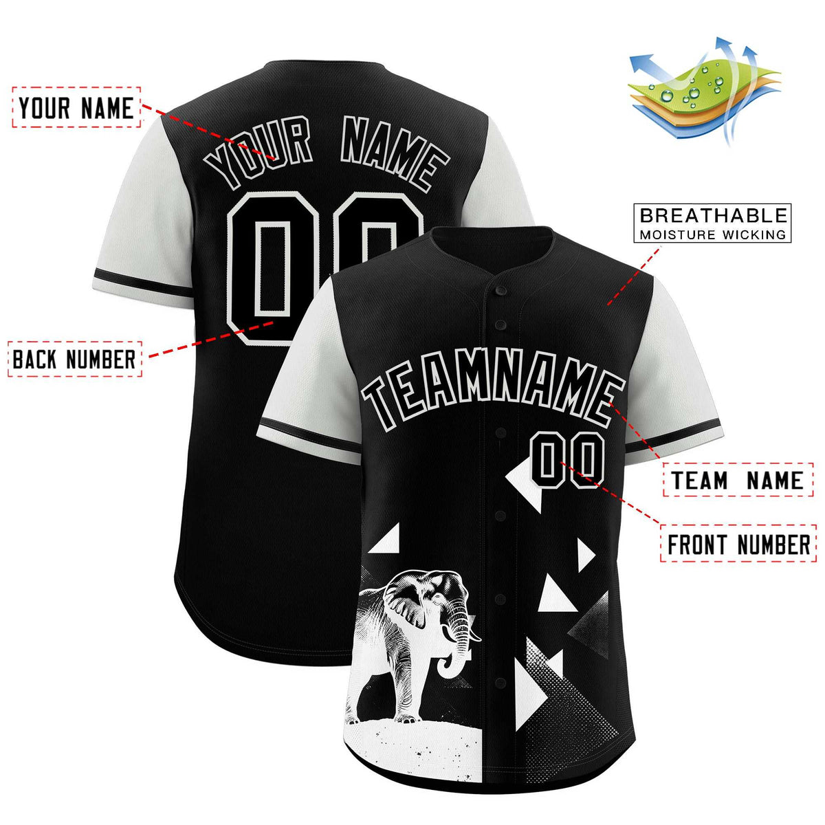 Custom Gray Black Raptor Series Raglan Sleeves Drapable Baseball Jersey