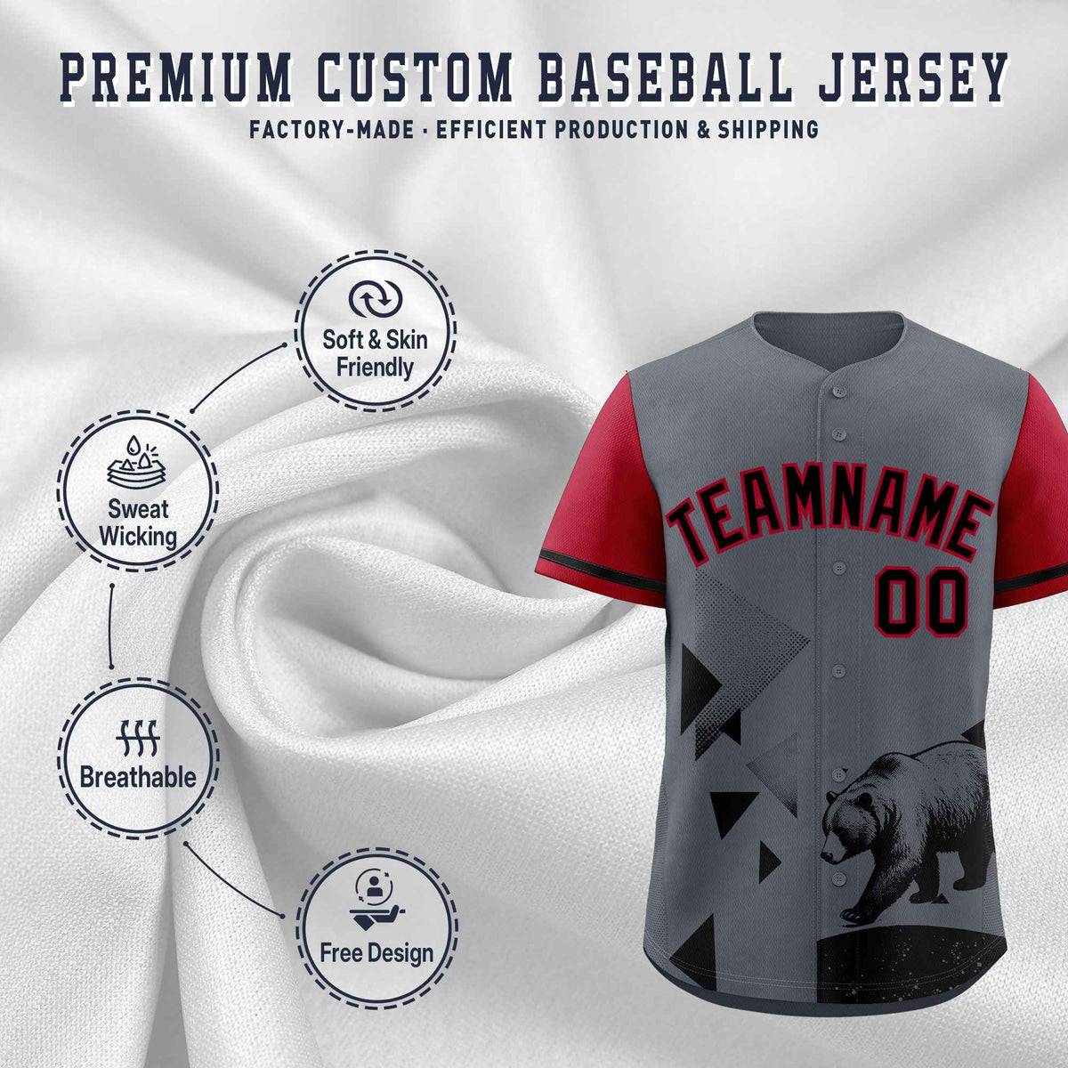 Custom Gray Scarlet Raptor Series Raglan Sleeves Urban Style Baseball Jersey