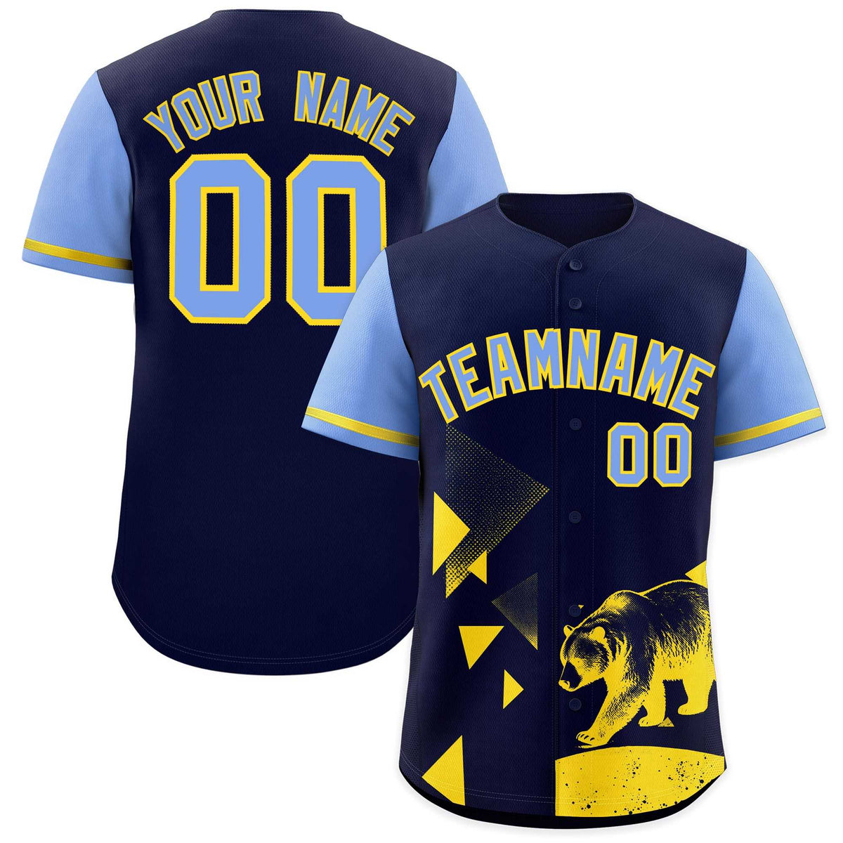 Custom Light Blue Midnight Blue Raptor Series Raglan Sleeves Lightweight Baseball Jersey