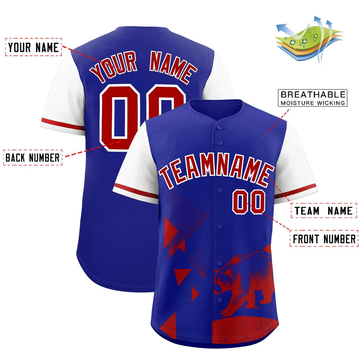 Custom White Royal Raptor Series Raglan Sleeves Breathable Baseball Jersey