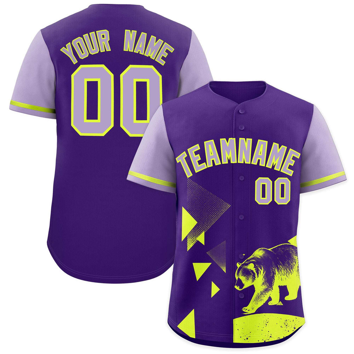 Custom Light Purple Purple Raptor Series Raglan Sleeves Wrinkle-Resistant Baseball Jersey