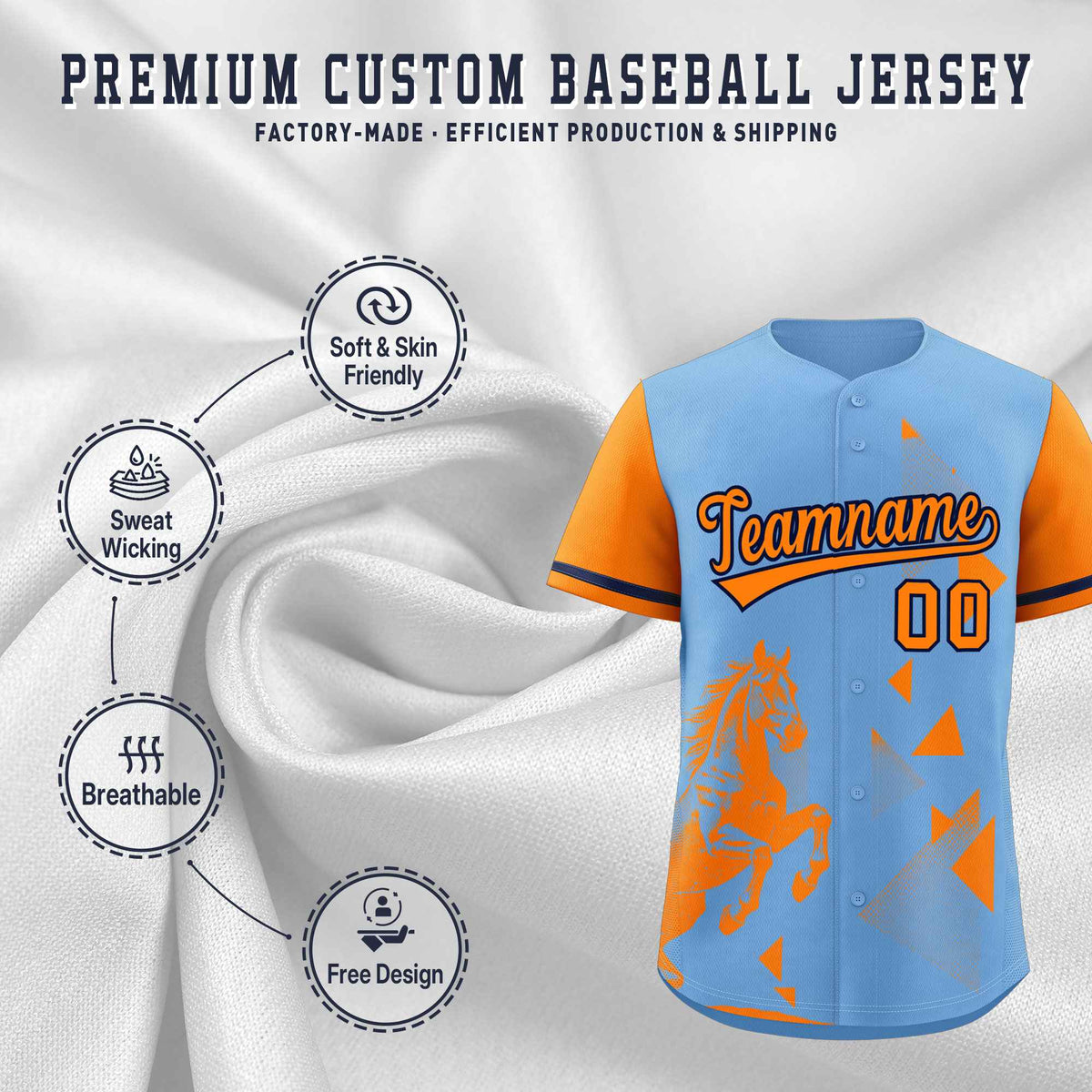 Custom Orange Powder Blue Raptor Series Raglan Sleeves Street Style Baseball Jersey |KXKSHOP