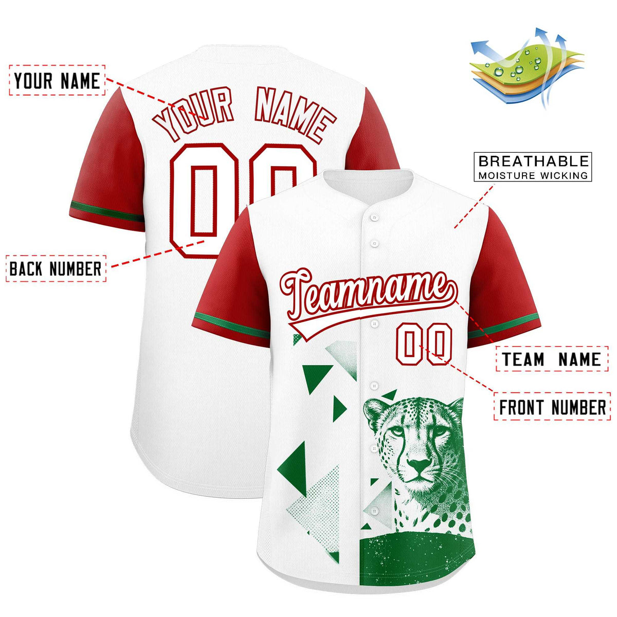 Custom Red White Raptor Series Raglan Sleeves Urban Style Baseball Jersey |KXKSHOP