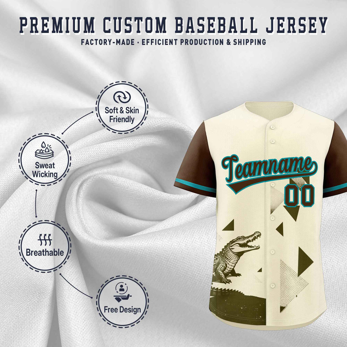 Custom Light Brown Cream Raptor Series Raglan Sleeves Drapable Baseball Jersey |KXKSHOP