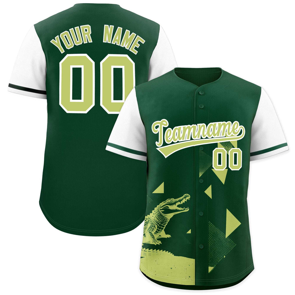 Custom White Green Raptor Series Raglan Sleeves Wrinkle-Resistant Baseball Jersey |KXKSHOP